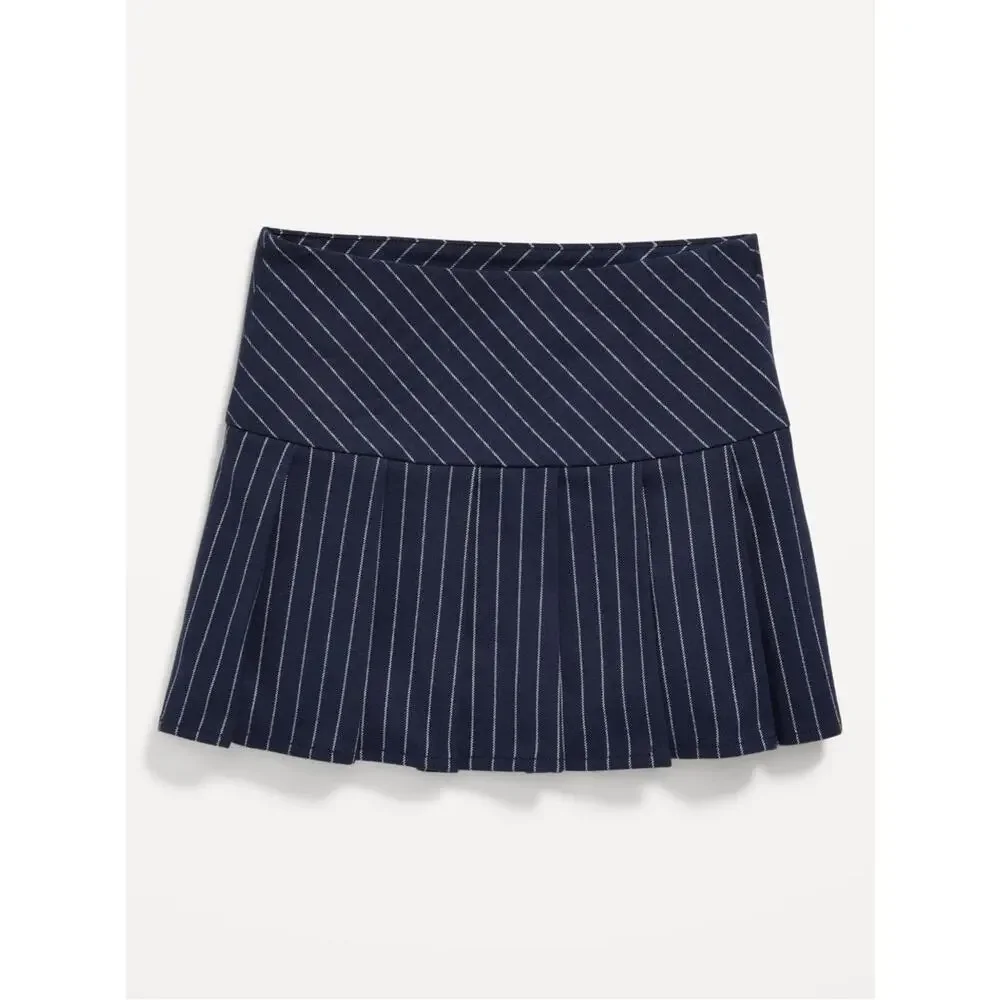 Old Navy Navy Stripe Pleated Twill Skirt
